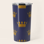Royal Blue with Gold Crowns Travel Mug Gallery Image 1