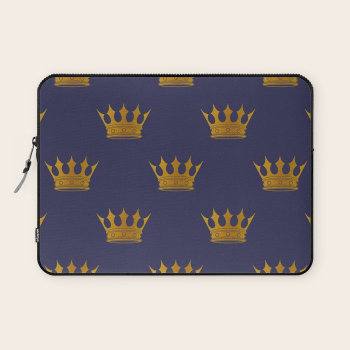 Royal Blue with Gold Crowns Laptop Sleeve Gallery Image 1