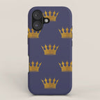 Royal Blue with Gold Crowns iPhone Case Gallery Image 1