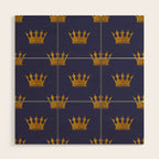 Royal Blue with Gold Crowns Wood Wall Art Gallery Image 1