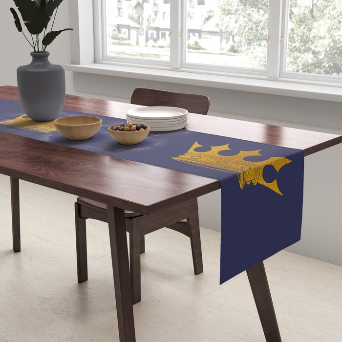 Royal Blue with Gold Crowns Table Runner Gallery Image 2