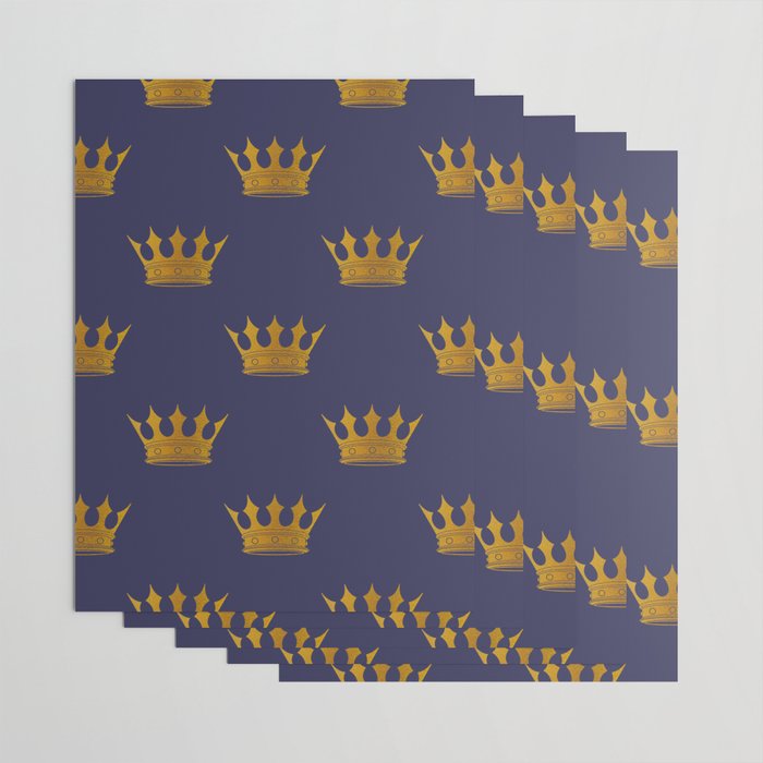 Royal Blue with Gold Crowns Wrapping Paper Gallery Image 3