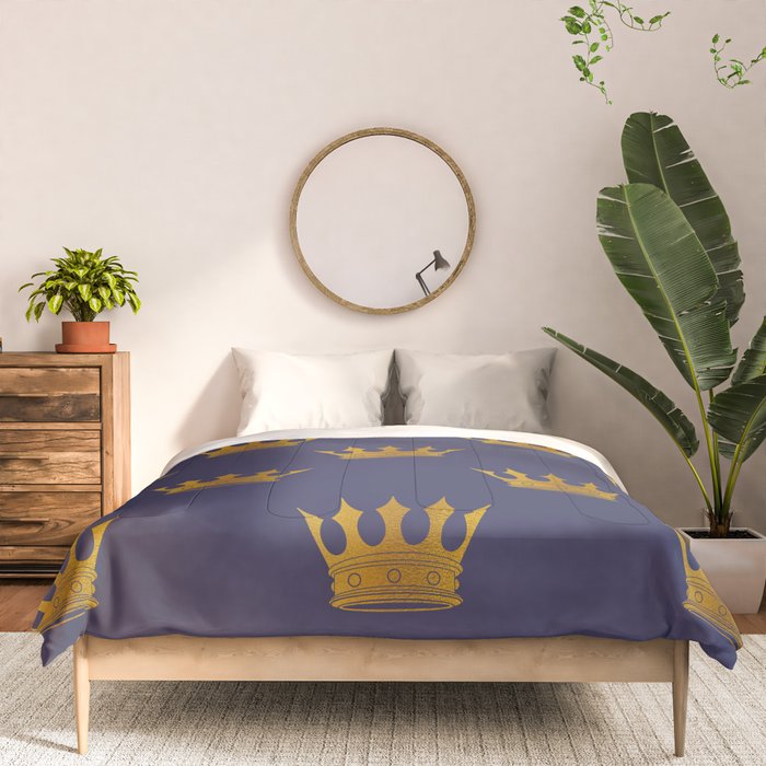 Royal Blue with Gold Crowns Comforter Gallery Image 3