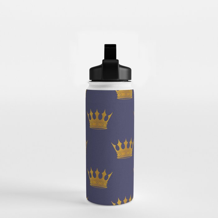 Royal Blue with Gold Crowns Water Bottle Gallery Image 2