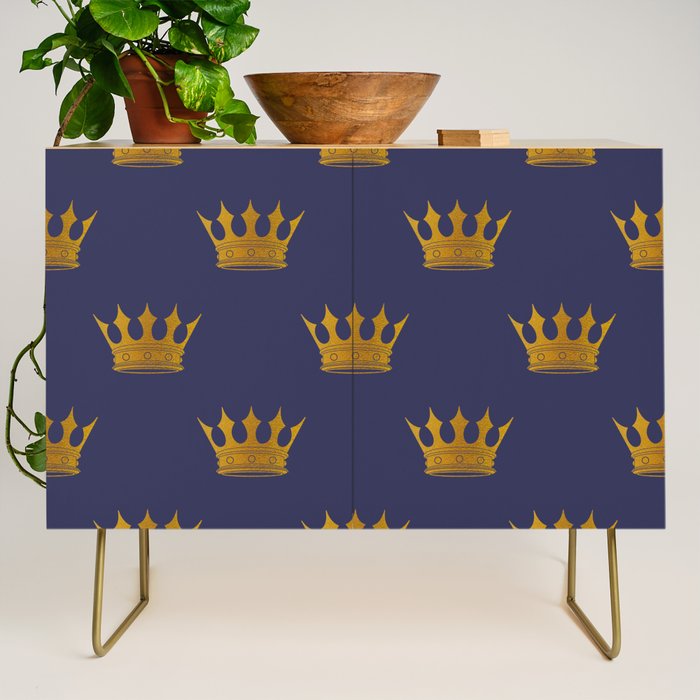 Royal Blue with Gold Crowns Credenza Gallery Image 1