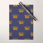 Royal Blue with Gold Crowns Wrapping Paper Gallery Image 1