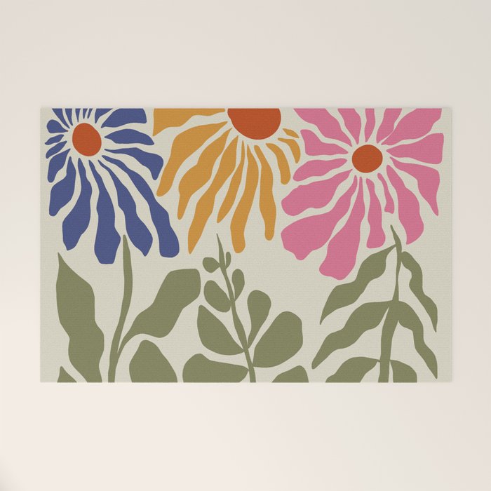 Mid-Century floral Welcome Mat Gallery Image 1