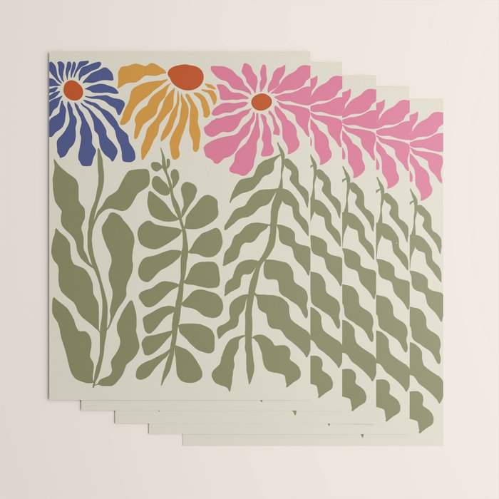 Mid-Century floral Wrapping Paper Gallery Image 3