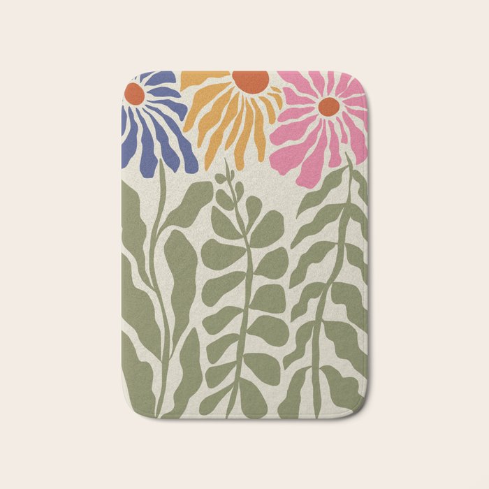 Mid-Century floral Bath Mat Gallery Image 1