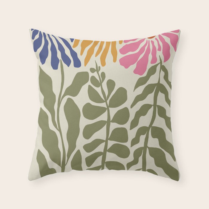 Mid-Century floral Throw Pillow Gallery Image 1