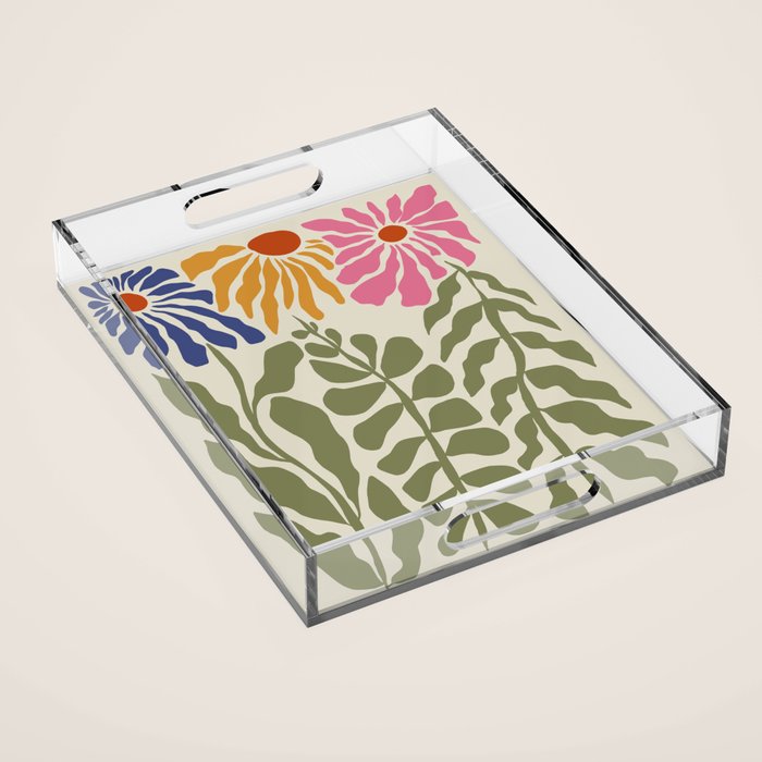 Mid-Century floral Acrylic Tray Gallery Image 1