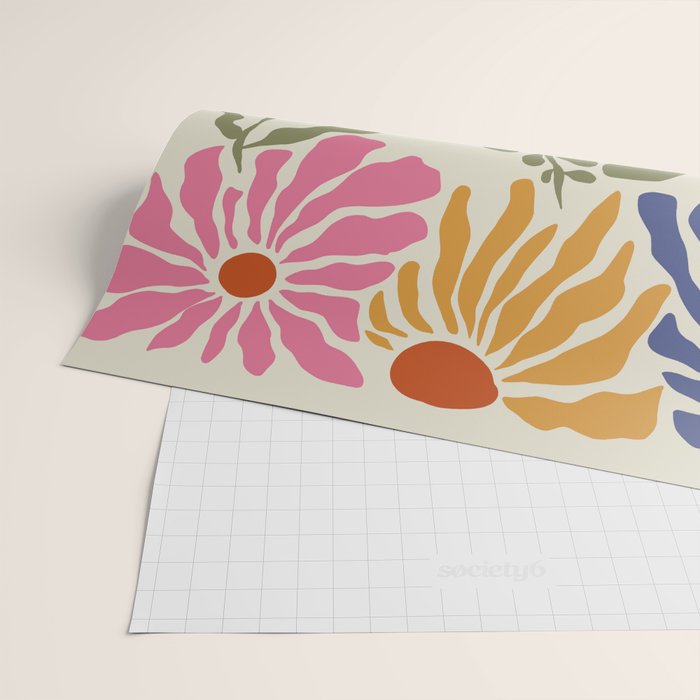 Mid-Century floral Wrapping Paper Gallery Image 2