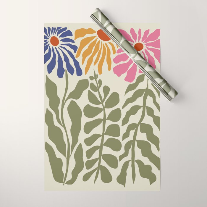 Mid-Century floral Wrapping Paper Gallery Image 1