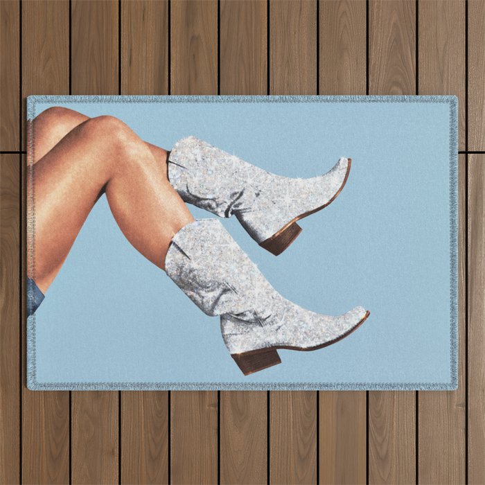 These Boots - Glitter Blue II Outdoor Rug Gallery Image 1