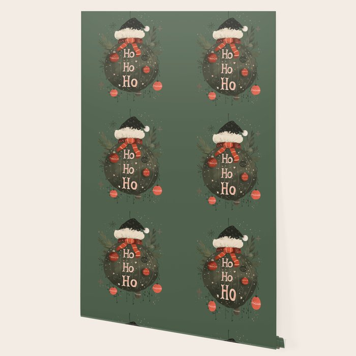 Festive Ho Ho Ho Bauble Green  Wallpaper Gallery Image 2