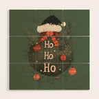 Festive Ho Ho Ho Bauble Green  Wood Wall Art Gallery Image 1