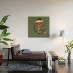 Festive Ho Ho Ho Bauble Green  Wood Wall Art Gallery Image 2