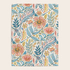 Soft Peach and Blue Art Nouveau Floral Poster Gallery Image 4
