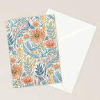 Soft Peach and Blue Art Nouveau Floral Stationery Card Gallery Image 2