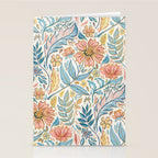 Soft Peach and Blue Art Nouveau Floral Stationery Card Gallery Image 2