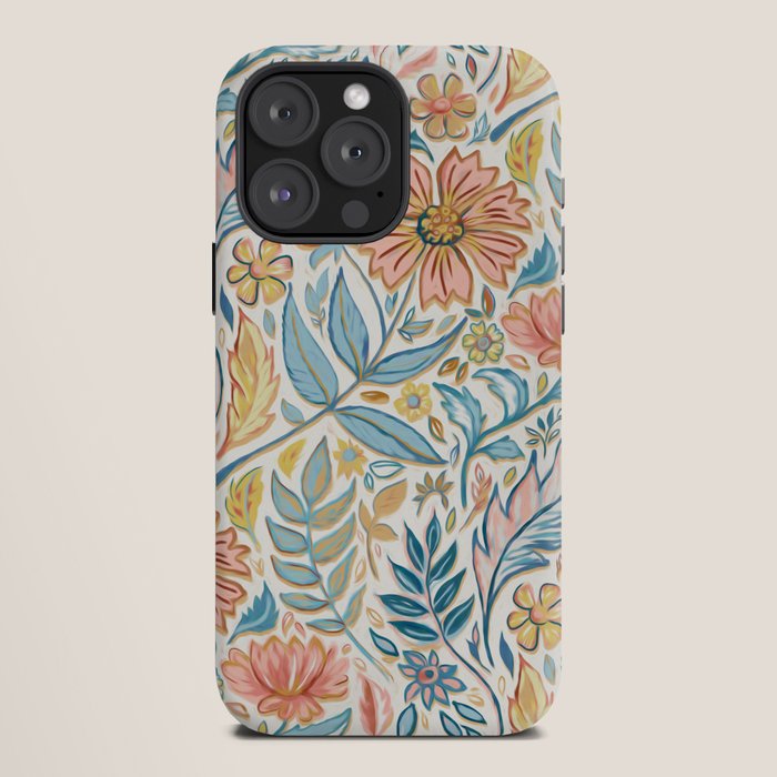Soft Peach and Blue Art Nouveau Floral iPhone Case Gallery Image 12