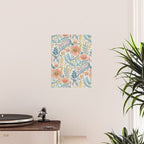 Soft Peach and Blue Art Nouveau Floral Poster Gallery Image 2