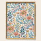Soft Peach and Blue Art Nouveau Floral Serving Tray Gallery Image 1