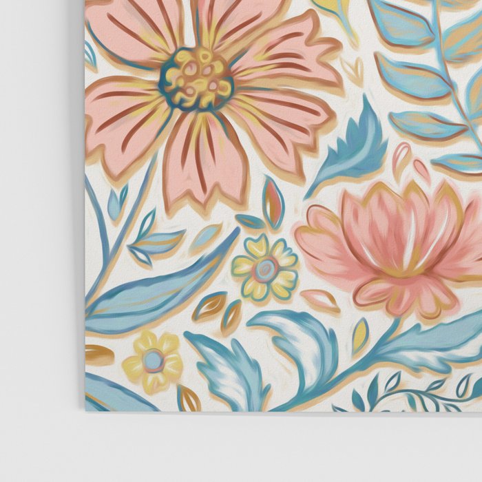 Soft Peach and Blue Art Nouveau Floral Poster Gallery Image 3