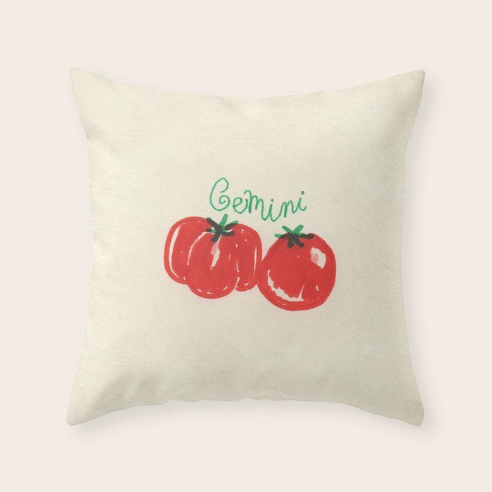 gemini tomato Throw Pillow Gallery Image 6