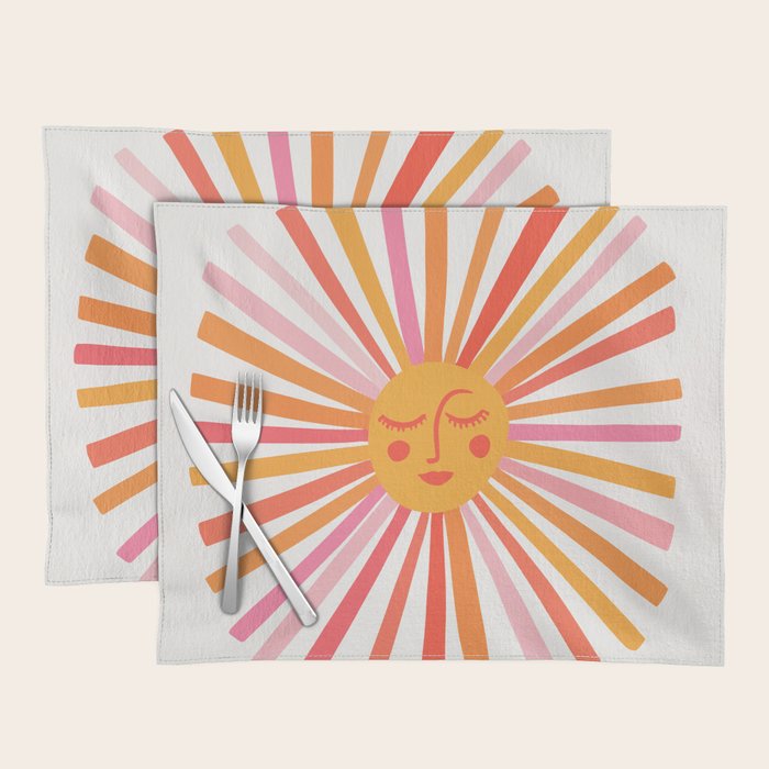 Retro Sunshine â Pink & Peach Placemat Gallery Image 1