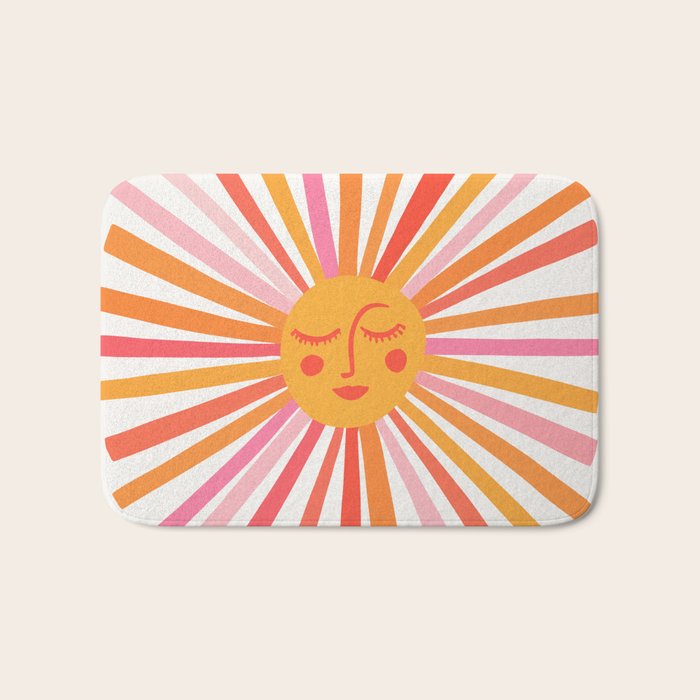 Retro Sunshine â Pink & Peach Bath Mat Gallery Image 1