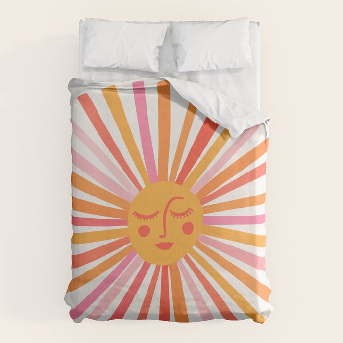 Retro Sunshine â Pink & Peach Duvet Cover Gallery Image 1