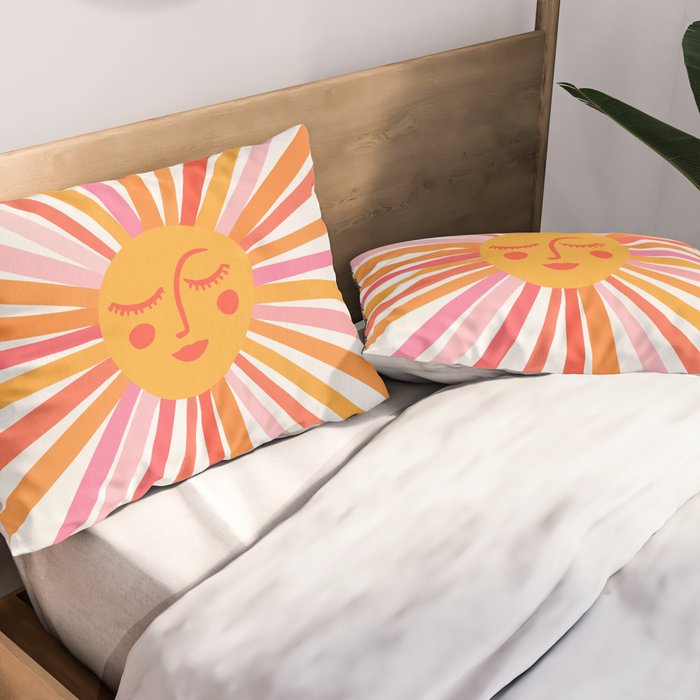 Retro Sunshine â Pink & Peach Pillow Sham Gallery Image 2