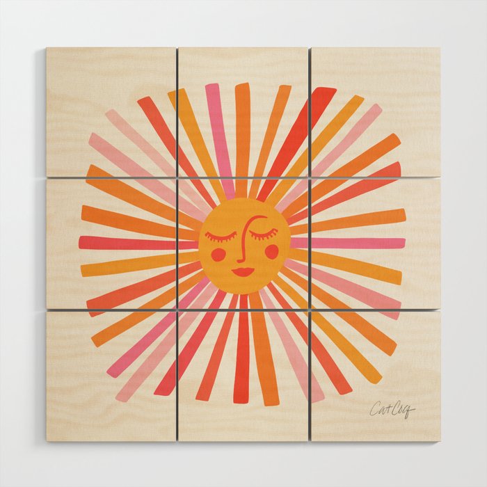 Retro Sunshine â Pink & Peach Wood Wall Art Gallery Image 1