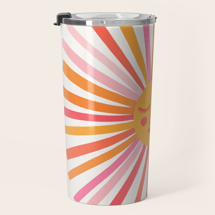 Retro Sunshine â Pink & Peach Travel Mug Gallery Image 3