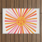 Retro Sunshine â Pink & Peach Outdoor Rug Gallery Image 1
