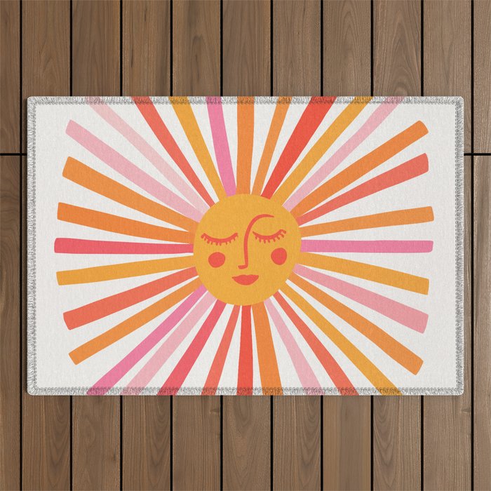 Retro Sunshine â Pink & Peach Outdoor Rug Gallery Image 1