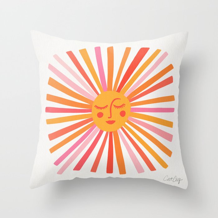 Retro Sunshine â Pink & Peach Throw Pillow Gallery Image 1