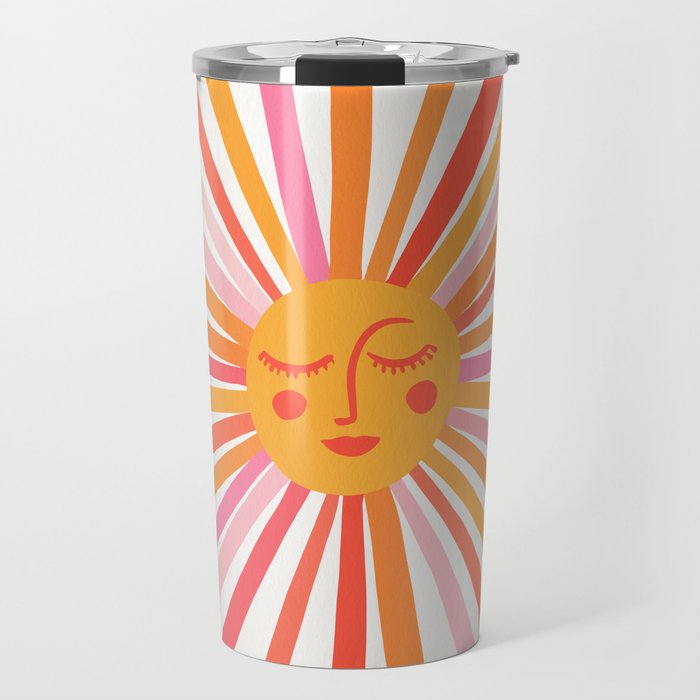 Retro Sunshine â Pink & Peach Travel Mug Gallery Image 1