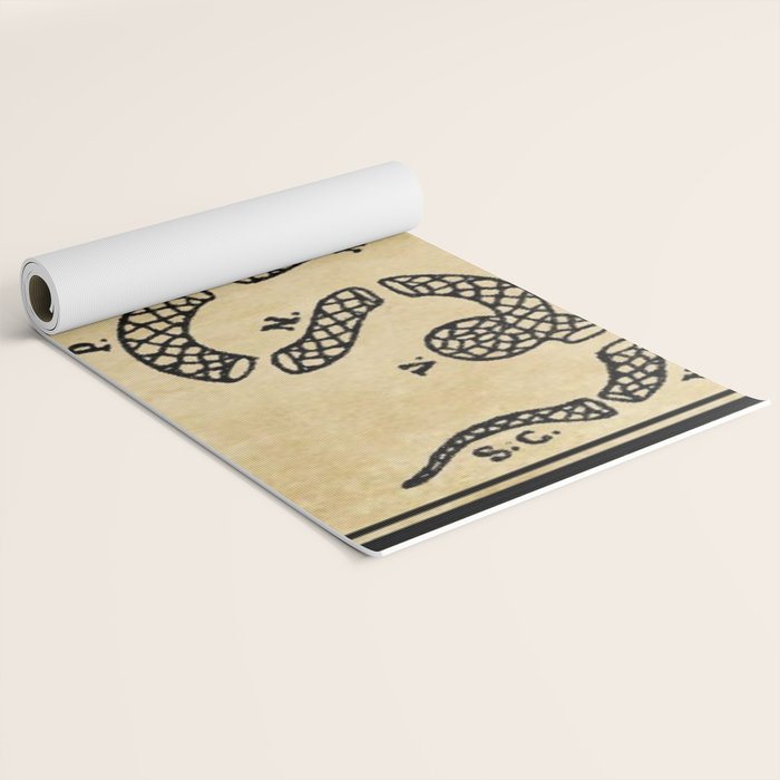 1776 "Join, or Die" Revolutionary War flag with 13 colonies, snake & no colors by Benjamin Franklin Yoga Mat Gallery Image 2