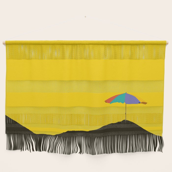 Colorful Parasol Black Yellow Background #decor #society6 #buyart Wall Hanging Gallery Image 1