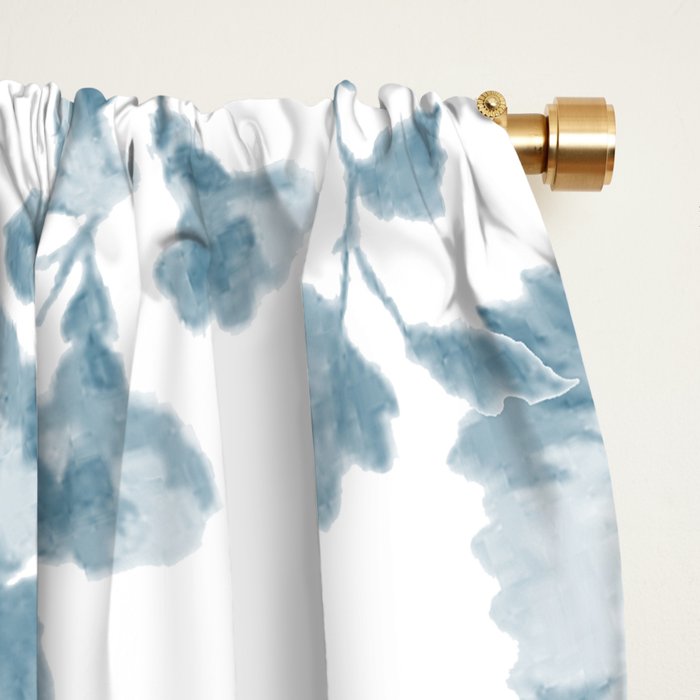 Vintage blue white bohemian elegant floral Window Curtain Gallery Image 2