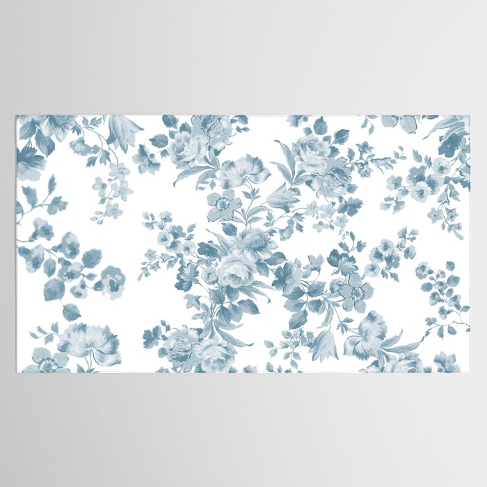 Vintage blue white bohemian elegant floral Tablecloth Gallery Image 2