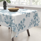 Vintage blue white bohemian elegant floral Tablecloth Gallery Image 3