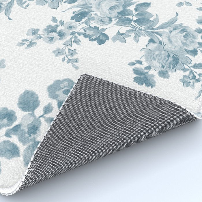 Vintage blue white bohemian elegant floral Rug Gallery Image 4