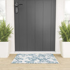 Vintage blue white bohemian elegant floral Welcome Mat Gallery Image 3