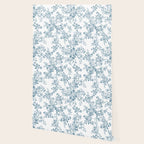 Vintage blue white bohemian elegant floral Wallpaper Gallery Image 2
