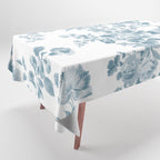 Vintage blue white bohemian elegant floral Tablecloth Gallery Image 1
