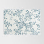 Vintage blue white bohemian elegant floral Rug Gallery Image 2