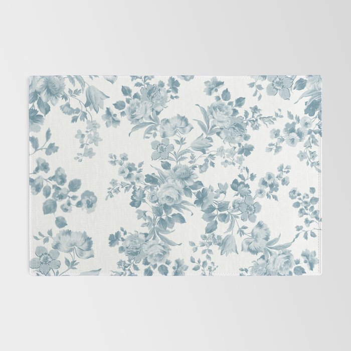 Vintage blue white bohemian elegant floral Rug Gallery Image 2